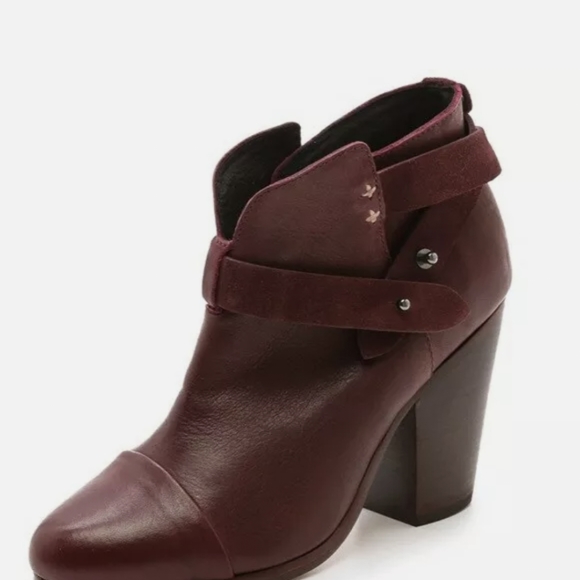 $550 worn X2 Rag & Bone Harrow Red Leather Ankle Boots 38.5 8.5 - Picture 2 of 10